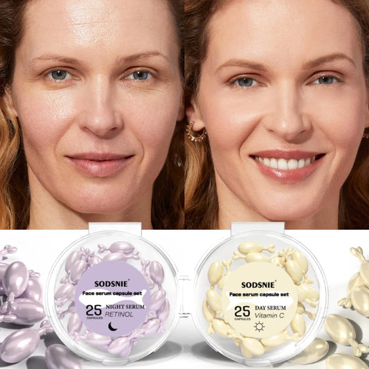 Anti Wrinkle Facial Serum Retinol Vitamin C Capsules Essence Anti-Wrinkle Firming Whitening Skin Care 50 Capsules
