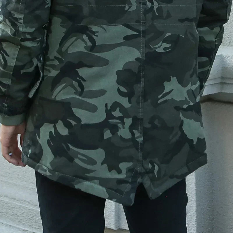 Camouflage Jacket Winter Hooded Velvet Thick Windproof Coat Men Warm Male's Medium-long Parkas New Mens Camo Parka Coat