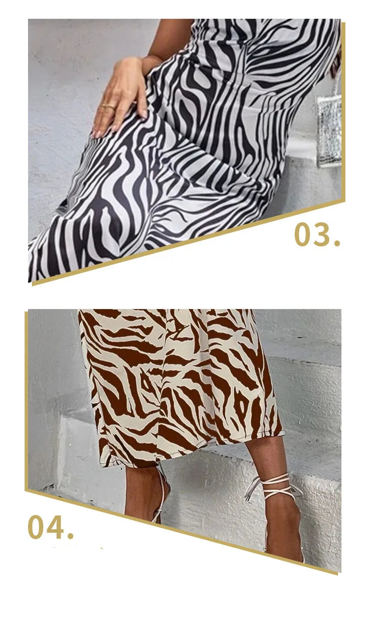 Women Sundress Summer Women Leopard Print Sexy Halter Beach Long Dress Backless Elegant Dresses Casual Resort Style Clothes
