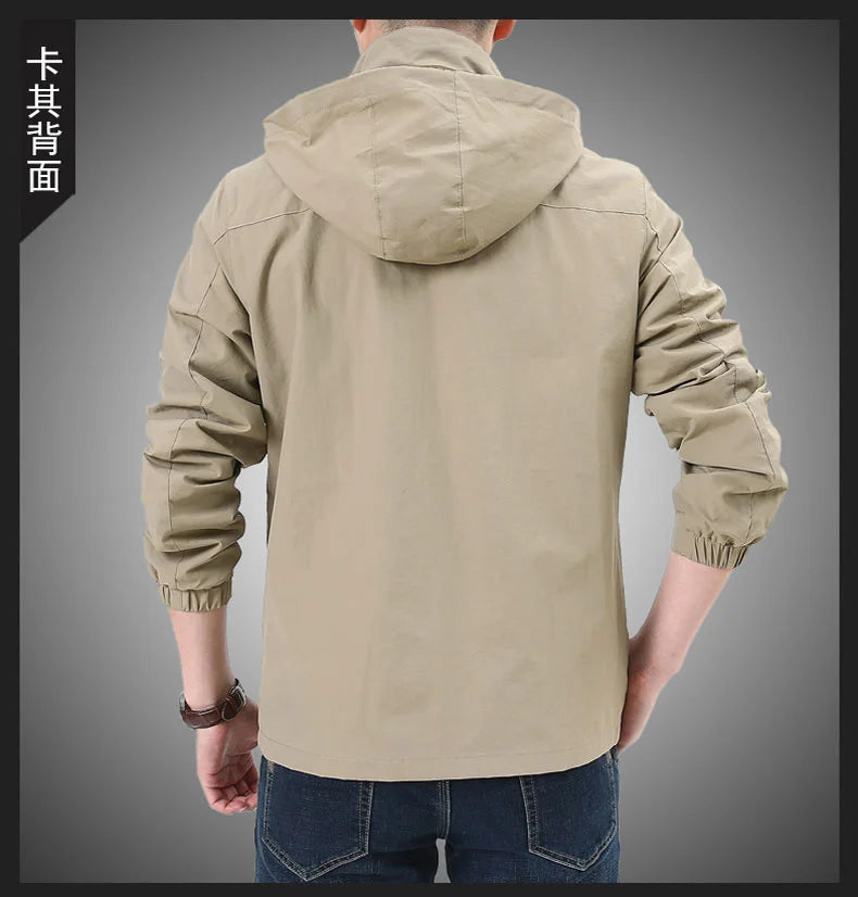 Men's Windbreaker Casual Men's Hooded Jacket Outdoor mountain Waterproof MA-1 Pilot Coat Men's Mountaineering Hunting Suit