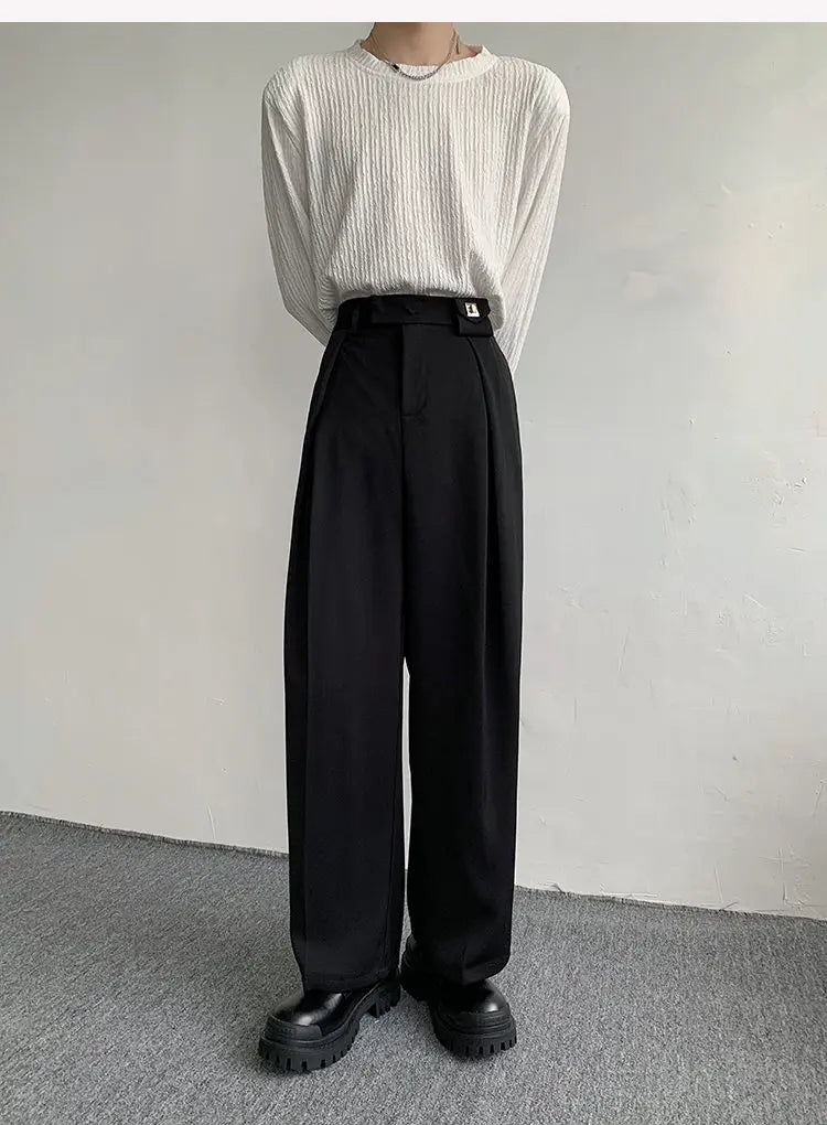 2023 New Black Suit Pants Men Fashion Social Mens Dress Pants Korean Loose Oversized Wide Leg Pants Mens Formal Trousers M-2XL