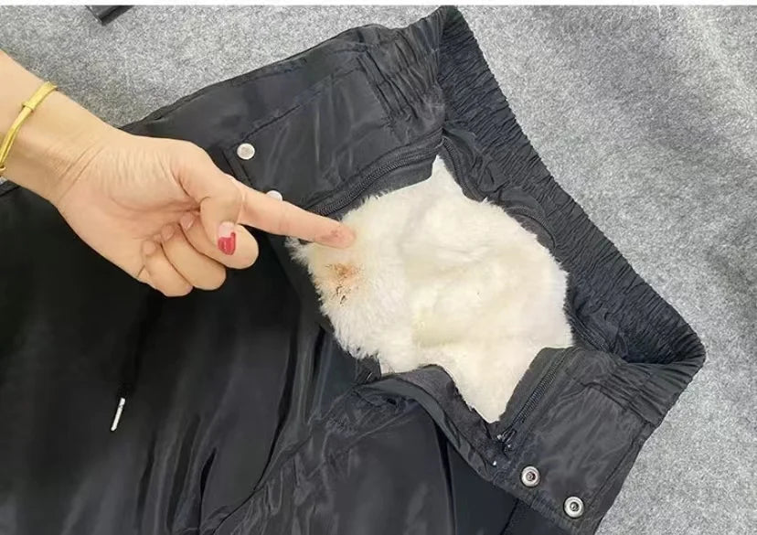 Real Wool Pants High Waist Thicken Thermal Trousers Inner 100% Sheepskin Hair Warm Pant Middle Aged Elderly Father Winter Pants