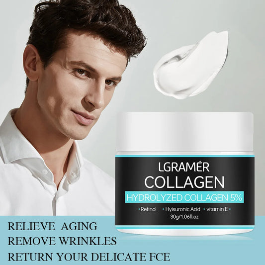 Collagen Face Creams For Men Smoothes wrinkles Firming Moisturizing Hyaluronic Acid Whitening Moisturizer Facial Skin Care 2PCS