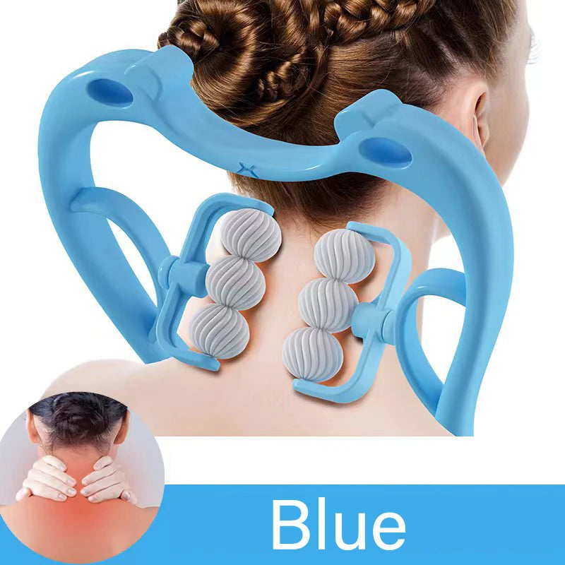Plastic Neck Massager Therapy Neck and Shoulder Dual Trigger Point Roller Self-Massage Tool Relieve Hand Pressure Deep Massage