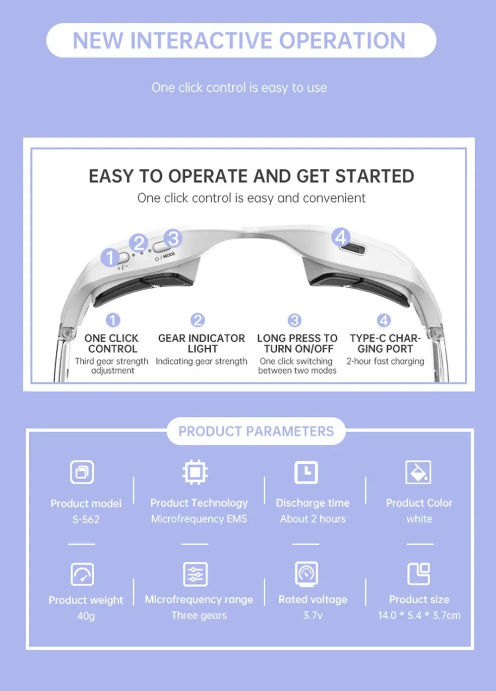 3D Red Light EMS Eye Massager Eyecare Glasses Dark Circles Puffiness Wrinkles Reduction Eye Fatigue Relaxing Beauty Care Device