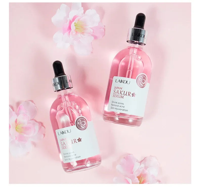 LAIKOU Cherry Blossom or Rose Essence Solution Moisturizing Facial Care Brighten Tighten Hydrating Repair Soothe Soften 100ml