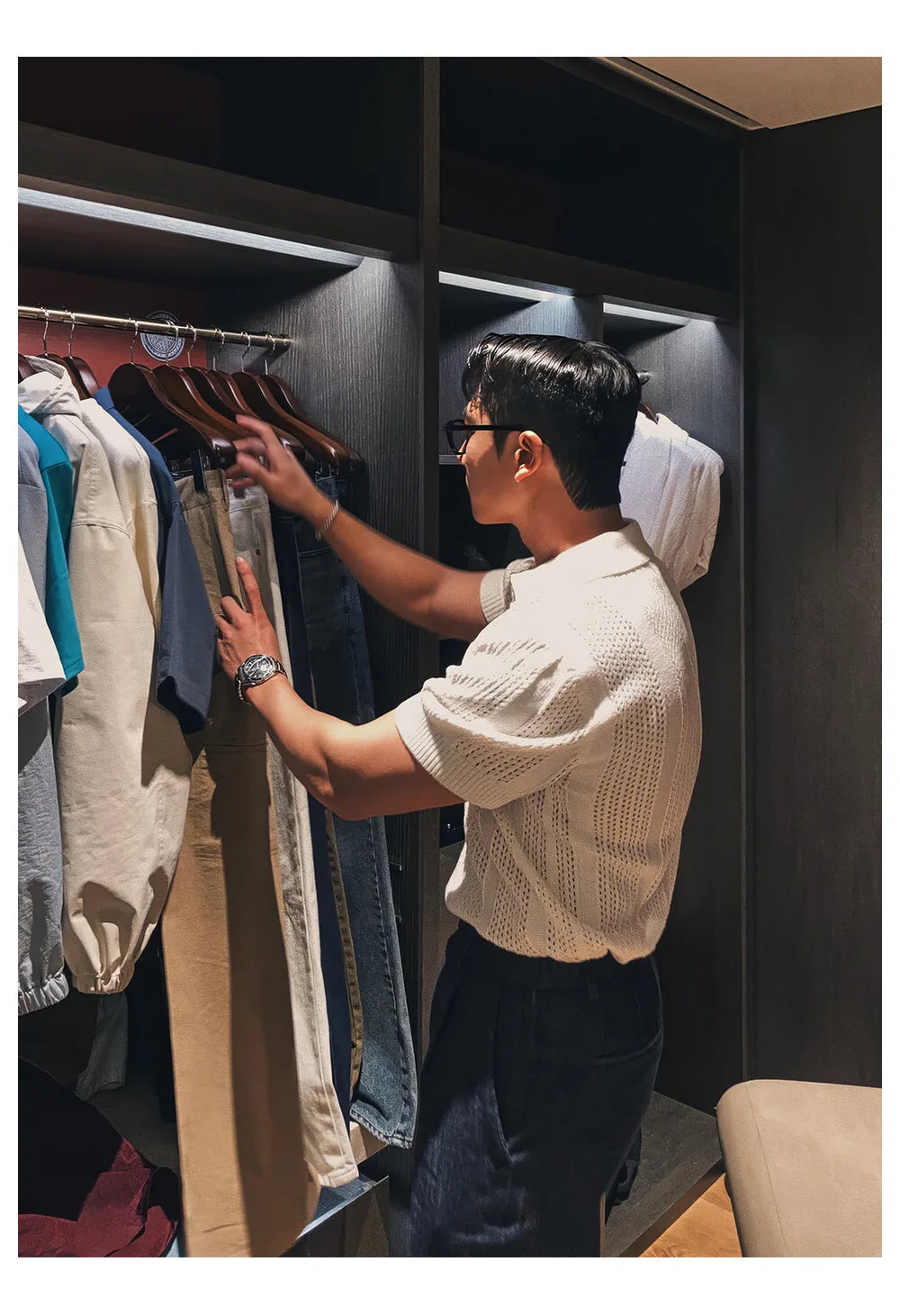 Men's Clothing Luxury Korean Popular Hollow Out Polo Shirt Leisure V Neck Short Sleeve Solid Color Retro Streetwear Knitwear