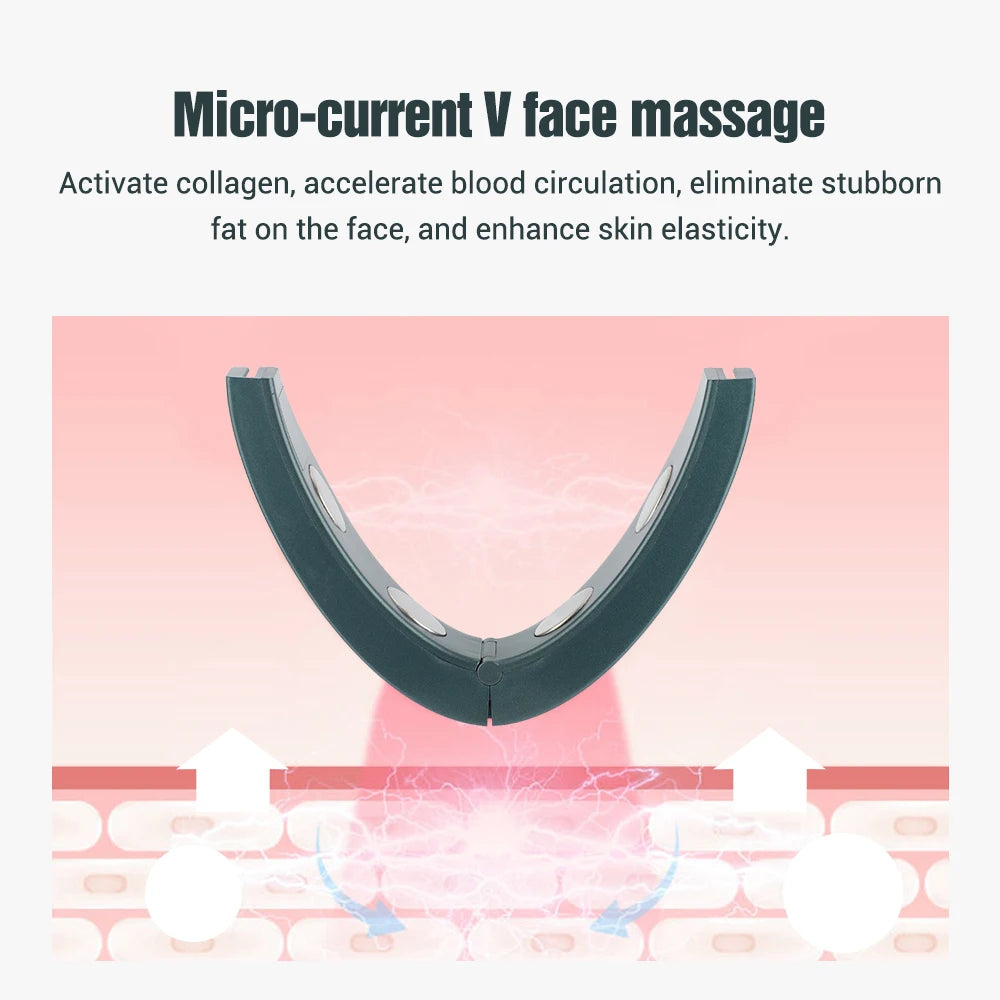 Facial Lifting Device Facial Slimming Vibration Massager Facial Heating Double Chin V Shape Lift Belt Face Hot Compress Massager