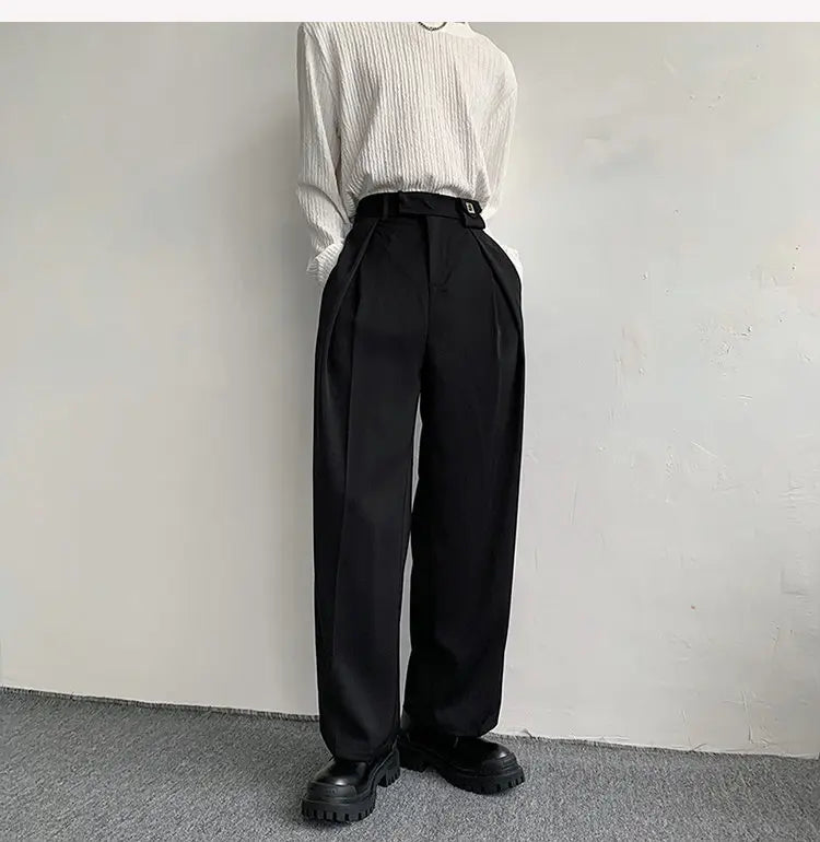 2023 New Black Suit Pants Men Fashion Social Mens Dress Pants Korean Loose Oversized Wide Leg Pants Mens Formal Trousers M-2XL