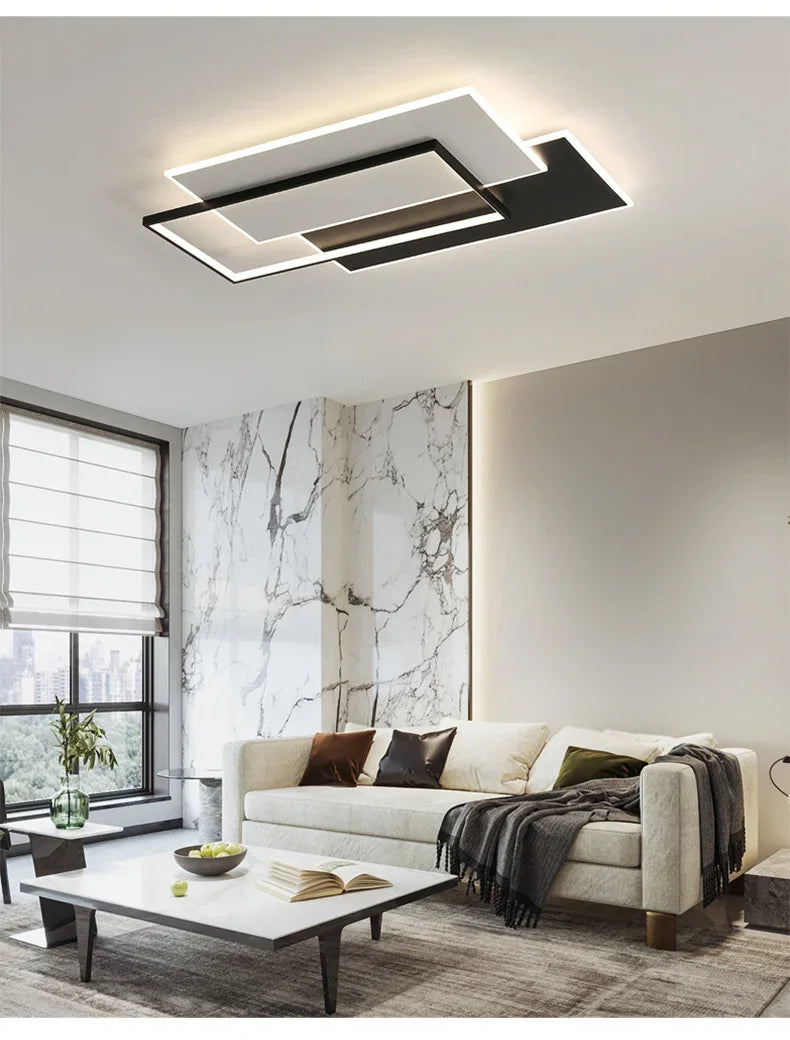 Modern Round Square LED Chandelier Simple Dimming Ceiling Lamps for Living Dining Room Kitchen Bedroom Indoor Lighting Fixture