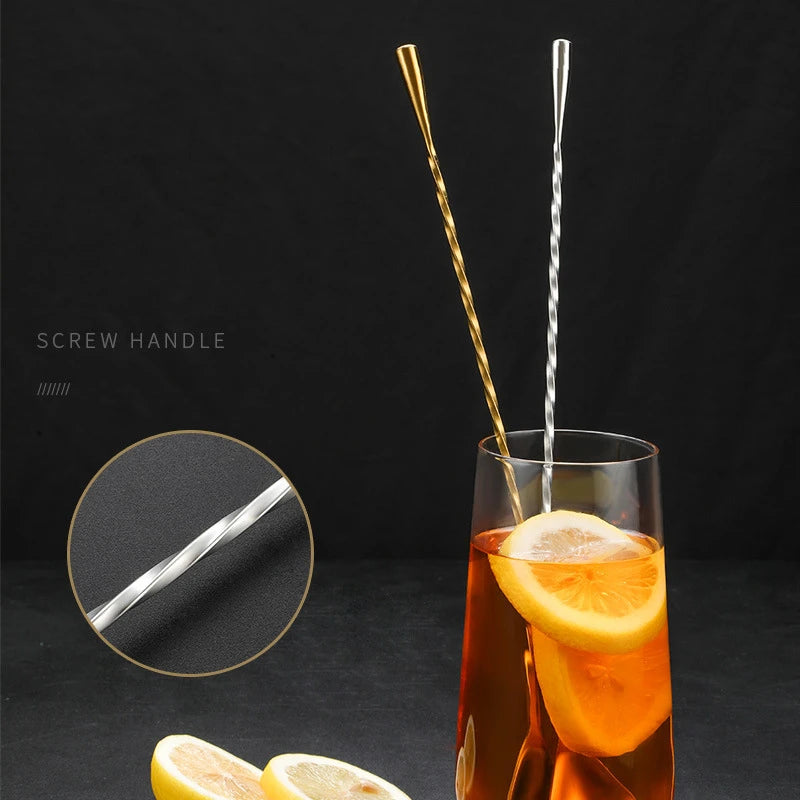30/40/50cm Long Spiral Handle Cocktail Spoon Bartender Drink Shaker Muddler Stirrer Whisky Mixing Rod Kitchen Bar Utensils