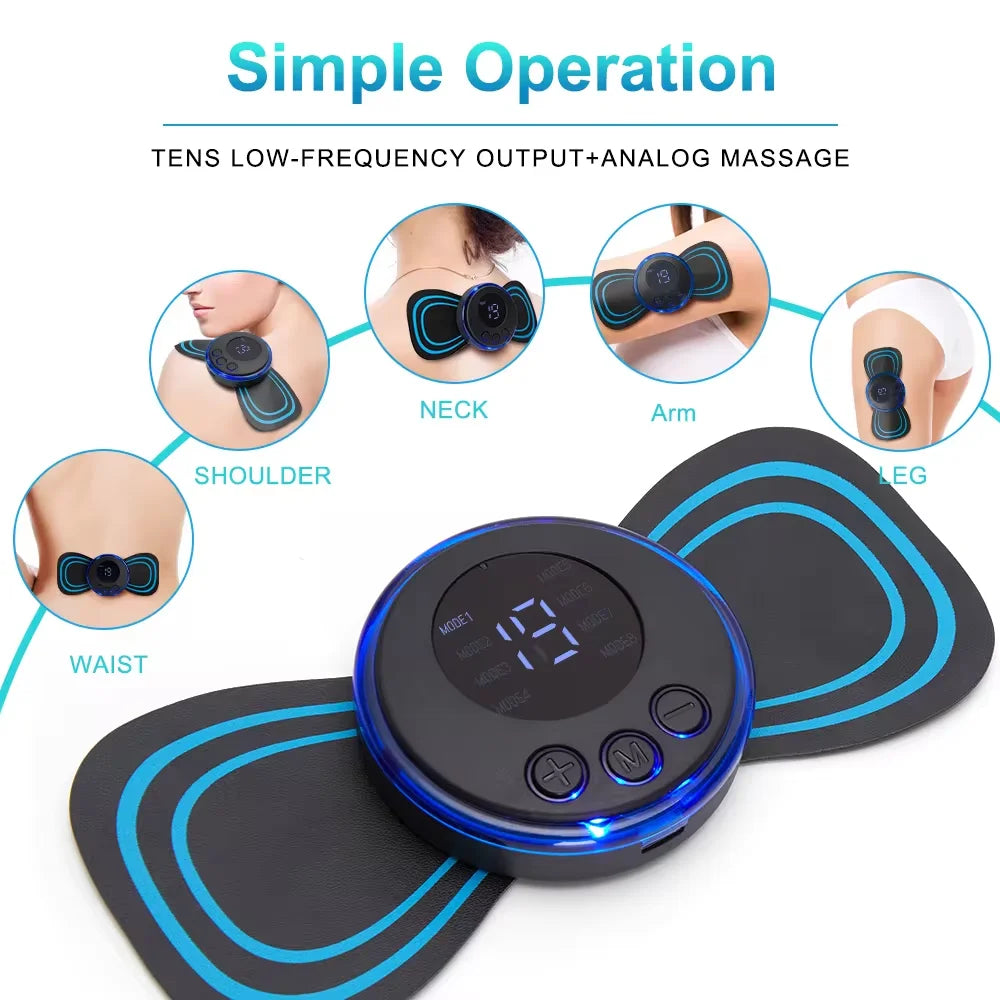 Smart EMS Neck Massager Mini Neck and Back Stimulator Massager Portable Gel Pad Sticker Thin