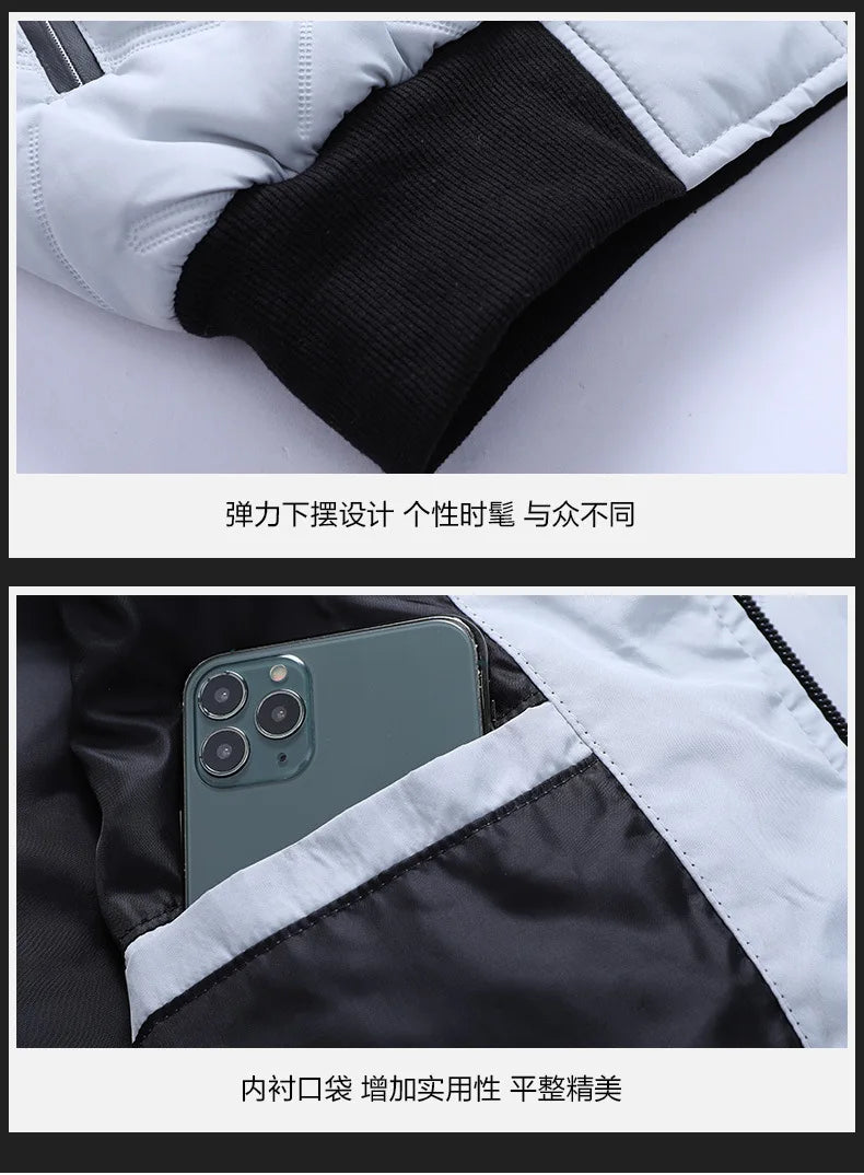 New Autumn Winter Jacket Men Cotton Padded Jacket Korean Fashion Streetwear Casual Jacket Men Stand Collar Coats Jackets 4XL 5XL