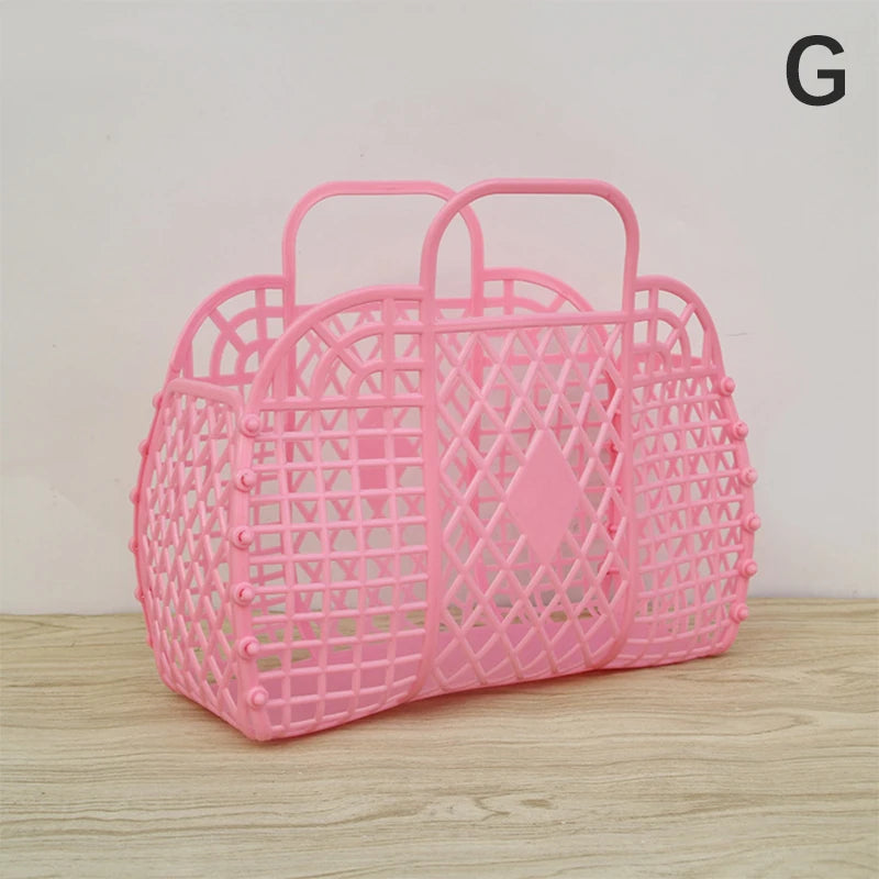Kitchen Storage Basket Hollow Portable Shower Bath Baskets Desktop Fruit Hanging Child Toys Snack Plastic Organizer