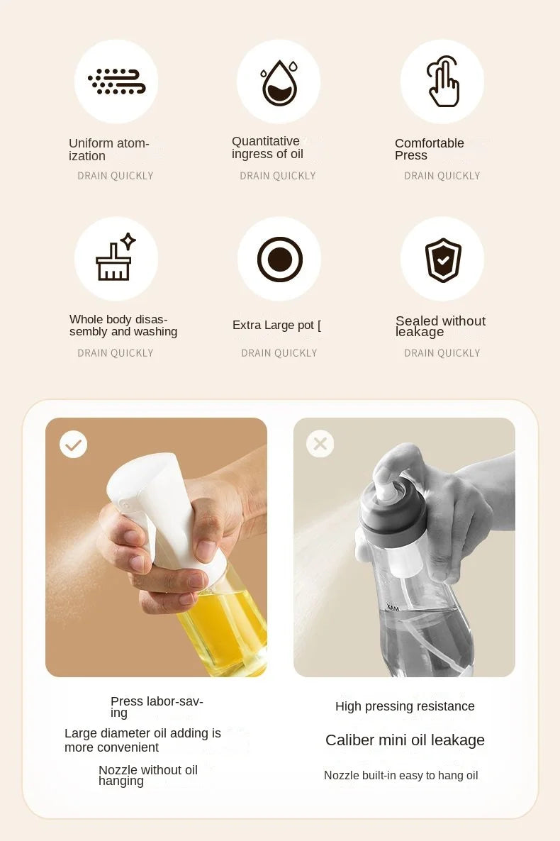 Kitchen Oil Bottle Cooking Oil Spray Olive Oil Bottle Fitness Barbecue Spray Oil Dispenser