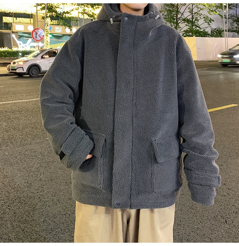 Winter Warm Coats for Men Top Grade Lamb Velvet Men's Jacket Casual Hooded Zipper Coats Fashion Warm Wool Jackets Thick Clothing