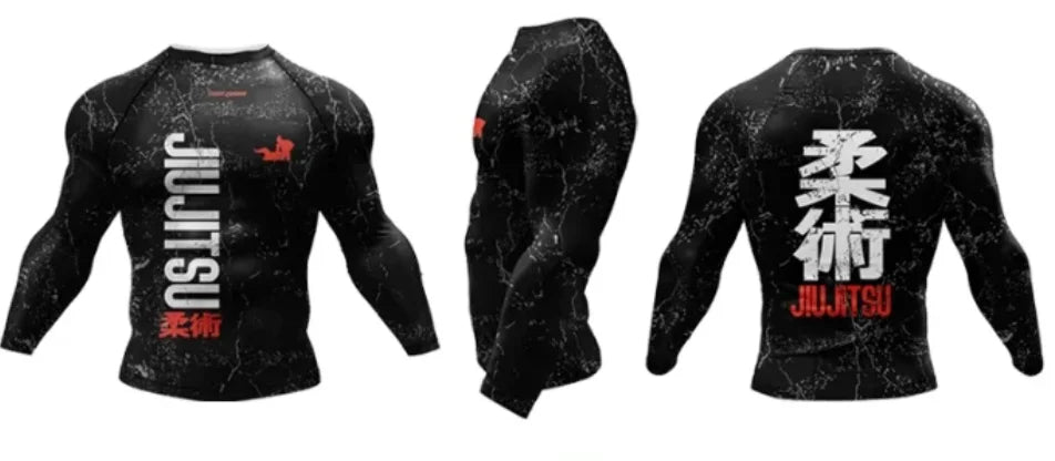 Popular Beach Surf Wear Short Sets For jiu jitsu Bjj No Gi Rashguard+Grappling Shorts Cool Westling stretchy Running Gym Clothes