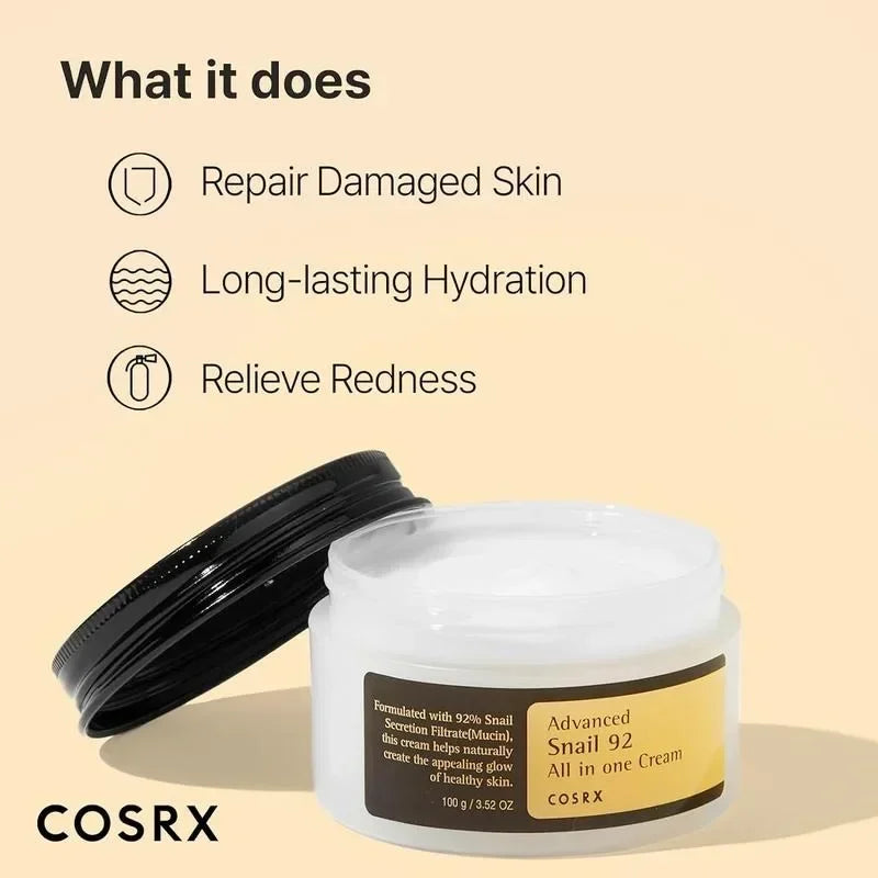 100g Advanced Snail Mucin 92% Snail Secretion Filtrate Power Repair All In One Cream Brightening Facial Cream Korean Skincare