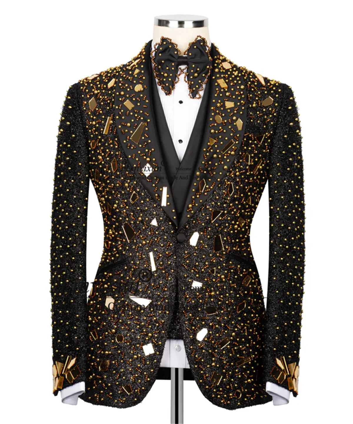 Luxury Beaded Crystals Men Suits Shawl Lapel Groom Tuxedos 3 Pieces Sets Customized Costume Homme Party Wedding Prom Blazers