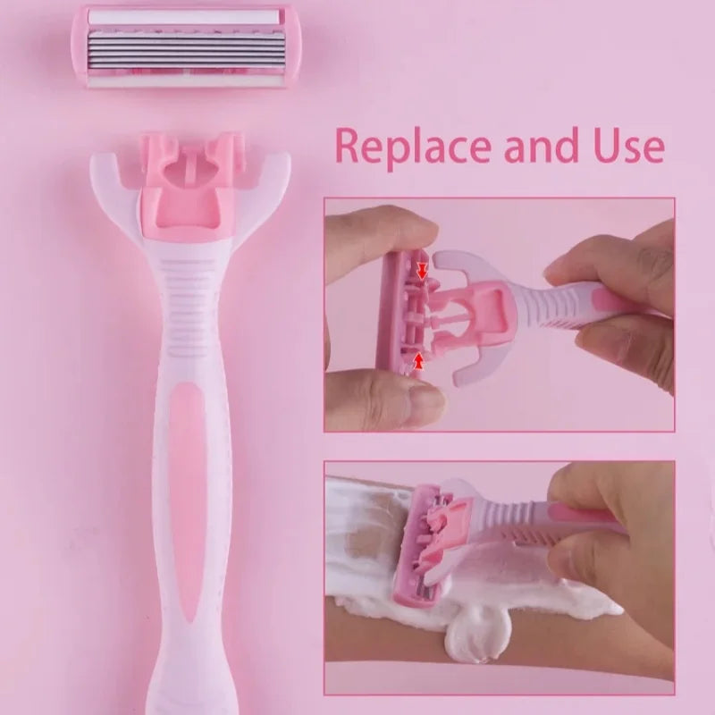 Women's 6-layer safety razor blade for facial/leg/armpit/bikini line beauty hair removal shaver