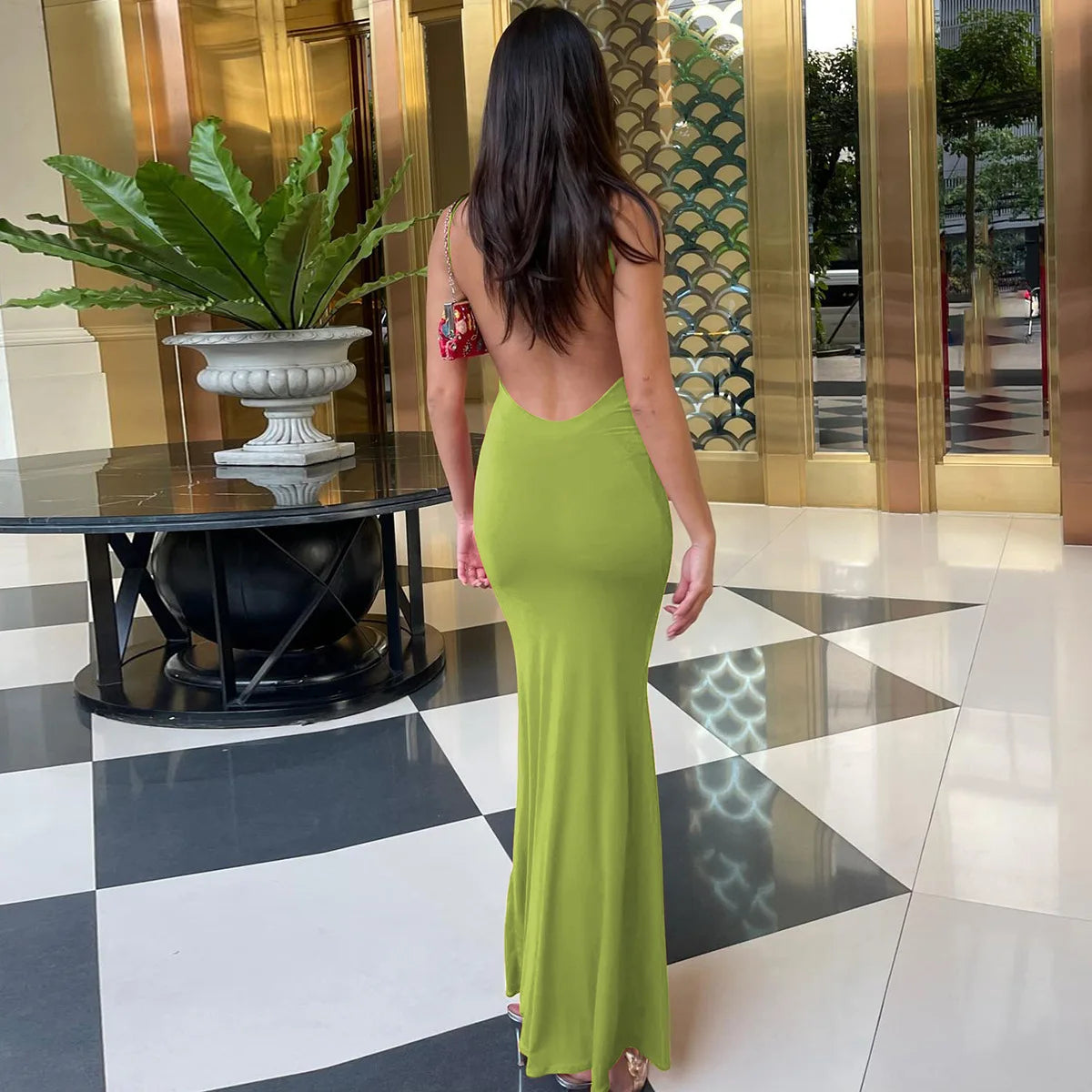 Cryptographic Draped Sexy Backless Sleeveless Slip Maxi Dress for Women Elegant Summer Sundresses Holiday Beach Vestido Clothes