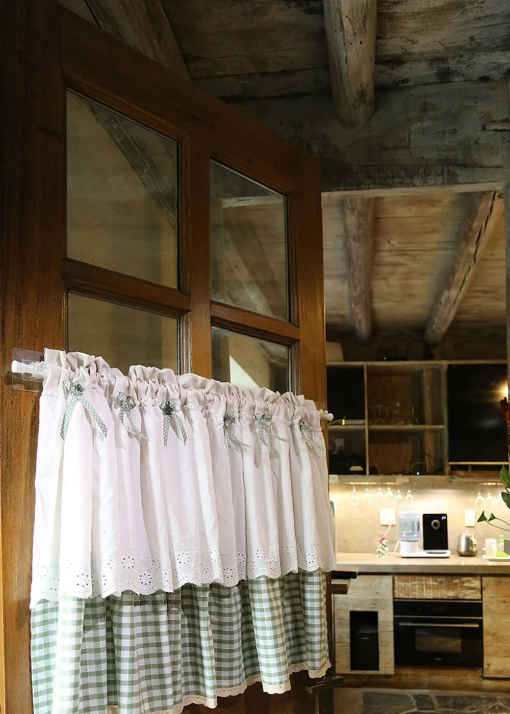 Kitchen Curtains for Window Half Doorway Curtain Japanese Lace Short Curtains Rod Pocket with Embroidery for Living Room Bedroom