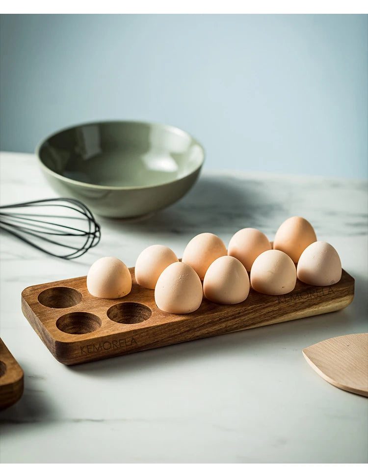 Wooden Egg Storage Box Eggs Tray Home Storage Rack Multi-Compartment Eggs Holder Kitchen Cooking Refrigerator Keep Fresh Tools