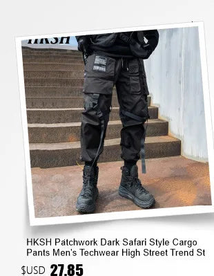 HKSH Autumn Winter Men's Tide Dark V-neck Cotton Jacket Women Splice Fur Patchwork Sleeveless Vest Zipper Chic Down Coats HK2466