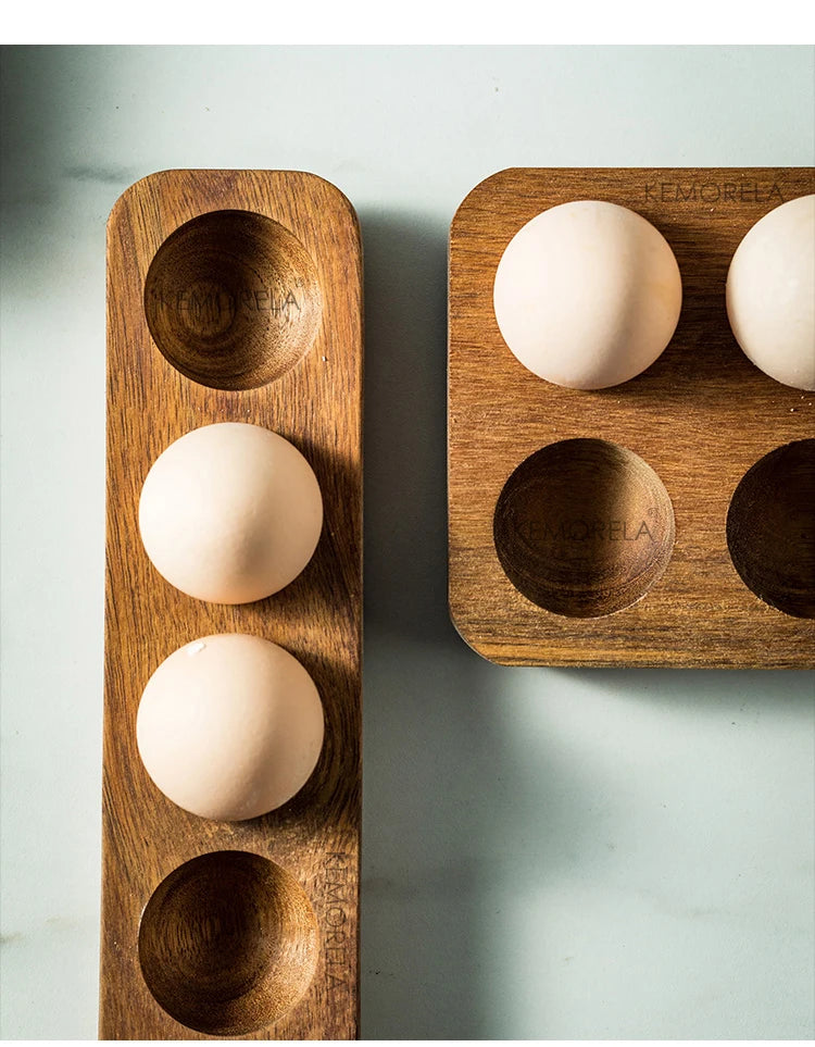 Wooden Egg Storage Box Eggs Tray Home Storage Rack Multi-Compartment Eggs Holder Kitchen Cooking Refrigerator Keep Fresh Tools
