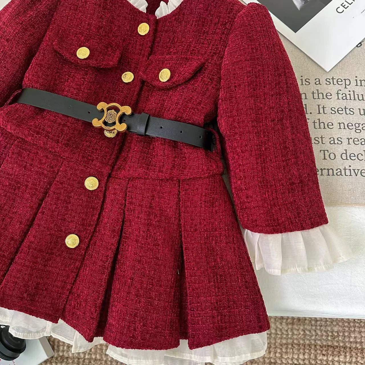 Girls Casual Dresses Pleated Dress with Fleece and Thickening Princess Dress for Girls 2 To 7 Years Kids Clothes for Girls