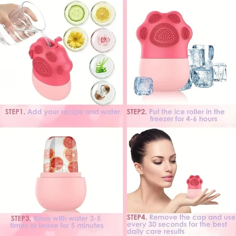 Silicone Ice Face Roller Facial Cube Roller Trays Beauty Lifting Massage Ball Contouring Treatment Reduce Acne Skin Care Tool