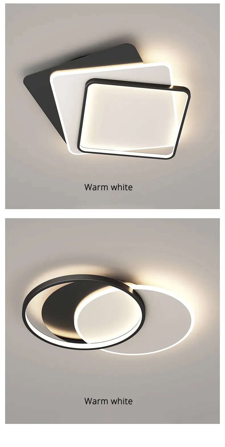 Modern Round Square LED Chandelier Simple Dimming Ceiling Lamps for Living Dining Room Kitchen Bedroom Indoor Lighting Fixture