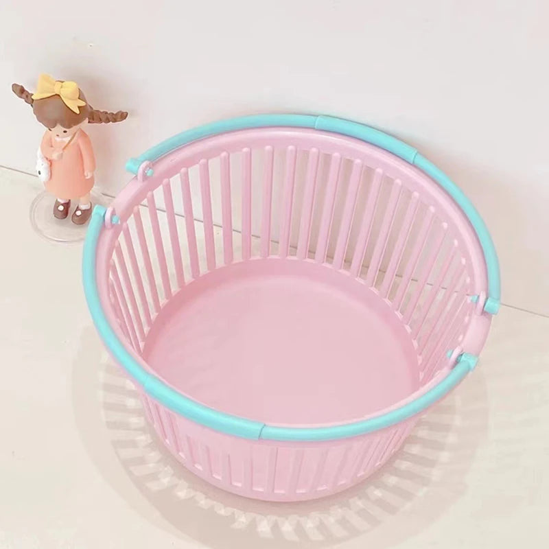 Kitchen Storage Basket Hollow Portable Shower Bath Baskets Desktop Fruit Hanging Child Toys Snack Plastic Organizer