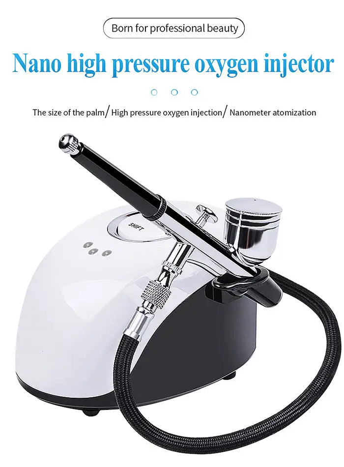 Water Injection Oxygen Machine Facial Steam Oxygen Injector Polite Compressor Set Paint Airbrush Nail Art Tattoo Nano Sprayer