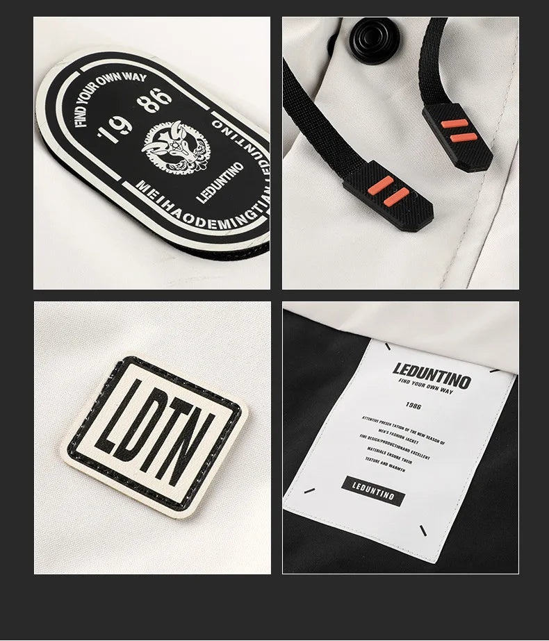 New men's thick padded jacket outdoor warm padded jacket winter men's large size hooded jacket waterproof