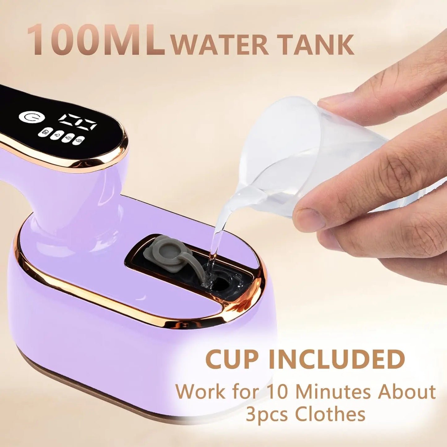 Handheld ironing machine (with steam brush), intelligent LCD electric rotary iron, portable mini iron for home and travel 6198-D