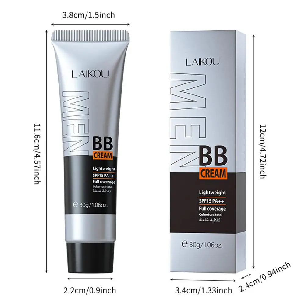 BB Cream For Men Full Coverage Facial Concealer Long Lasting Makeup Foundation Waterproof Men BB Liquid Foundation 30g