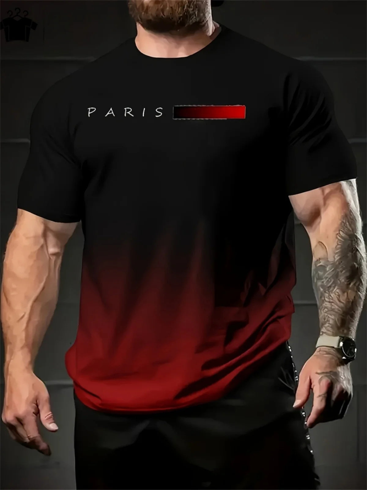 Fashion Summer T-Shirt Gradient Print T Shirt Men Printed T-Shirt Short Sleeve Round Neck T-Shirts for Men Streetwear Clothing