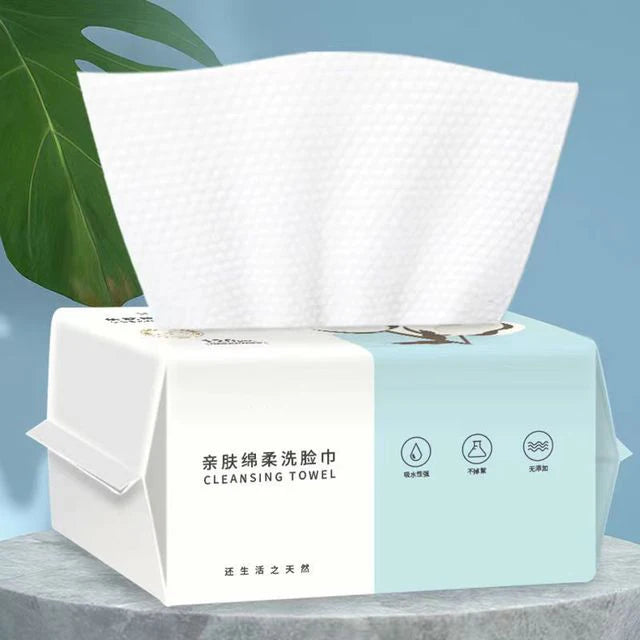 Natural Disposable Face Towel Travel Facial Cleansing Wet And Dry Makeup Remover Pearl Cotton Soft Makeup Nonwoven Towel