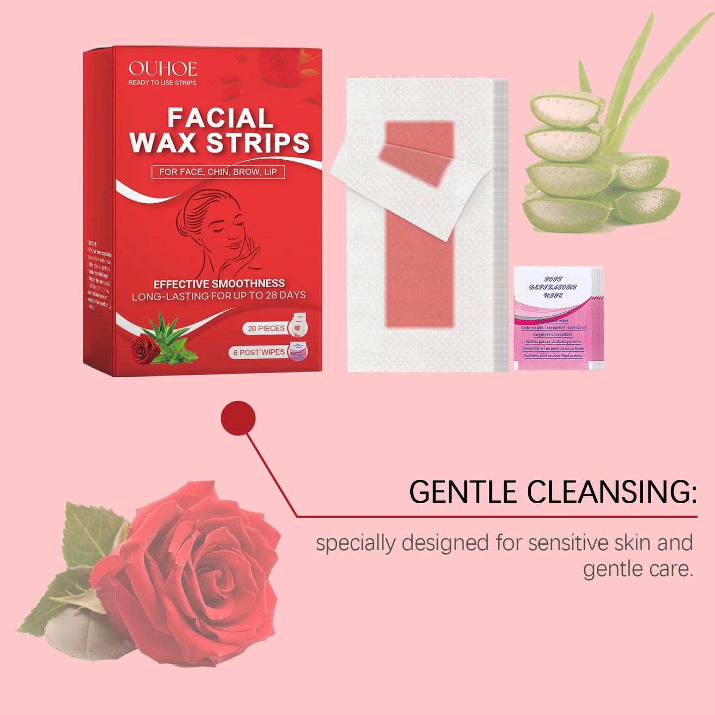 Facial Wax Strips for Face Ready to Use Lip Eyebrow Leg Arm Body Hair Removal Summer Depilation Clean Waxing Wipe Sticker Papers