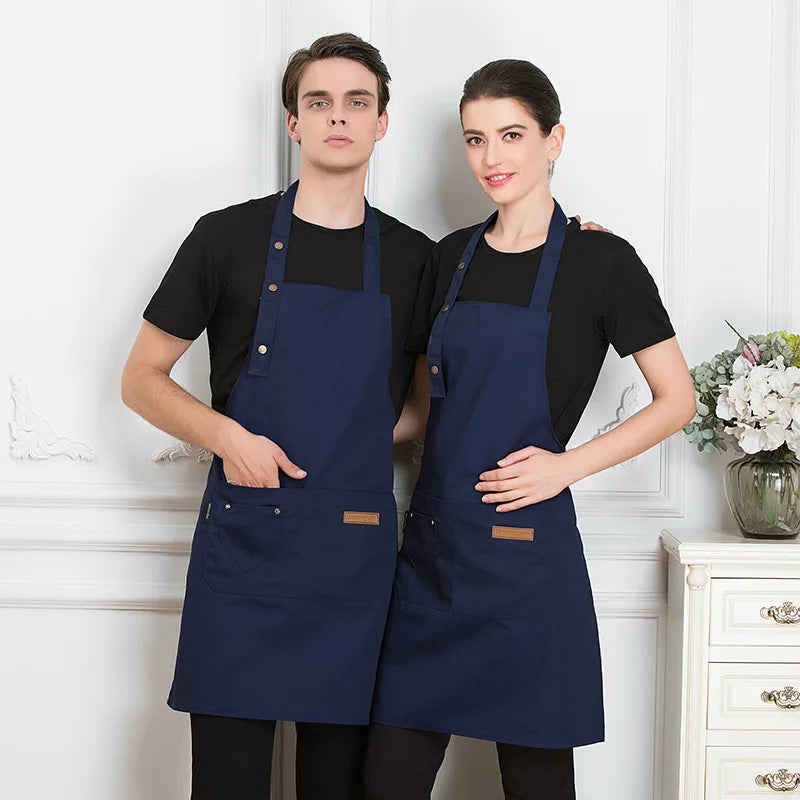 Custom Company Shop LOGO Kitchen Aprons For Woman Men Chef Work  Grill Restaurant Bar Shop Cafes Beauty Nails Studios Uniform