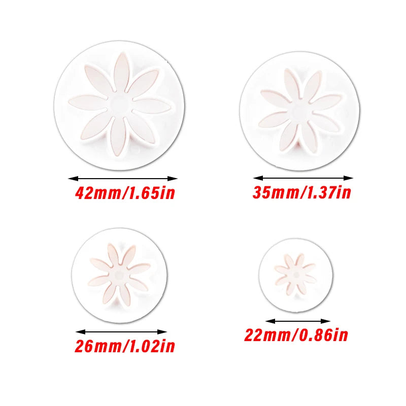 4/8pcs Plum Flower Daisy Flower Cake Plunger Fondant Cookie Cutter Mold Plum Baking Decorating Biscuit Stamps For Kitchen Tools
