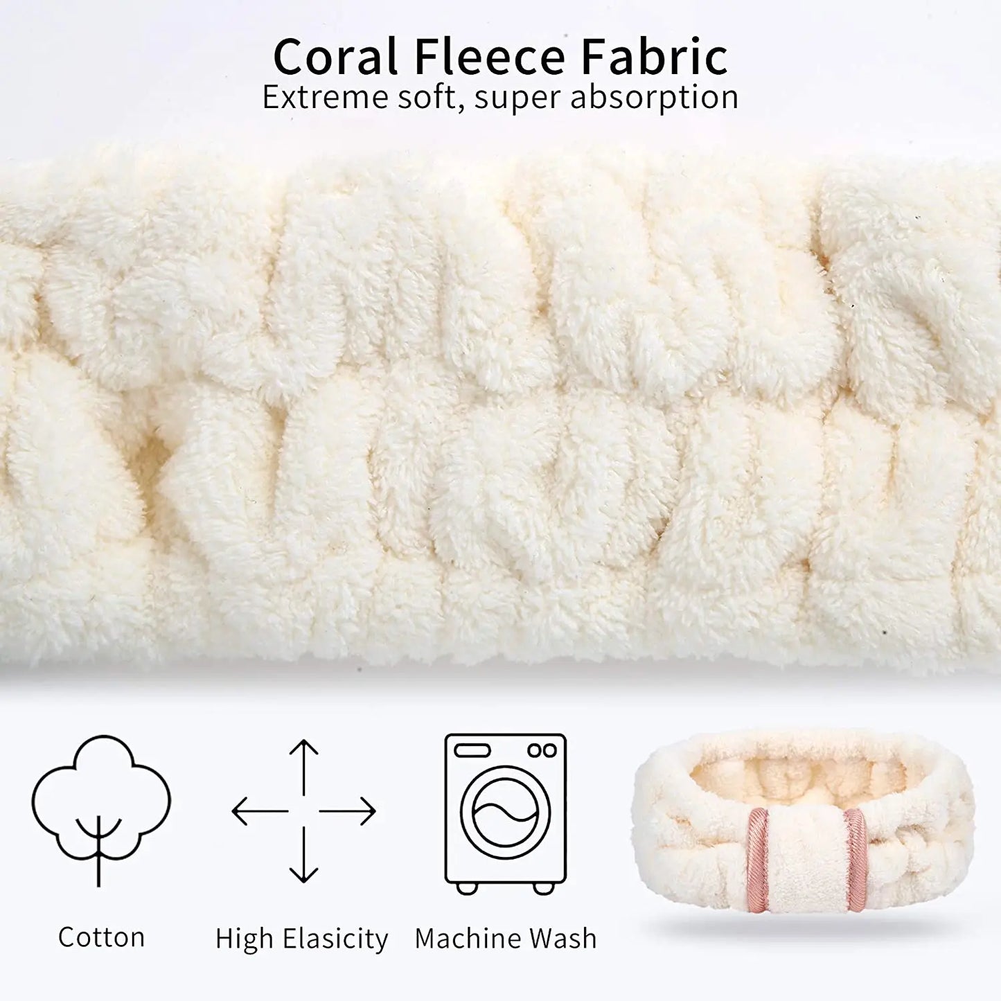 Headbands Spa Facial Headbands Makeup Headbands Elastic Terry Cloth Head Wrap for Women Washing Face Makeup Shower Yoga Sports