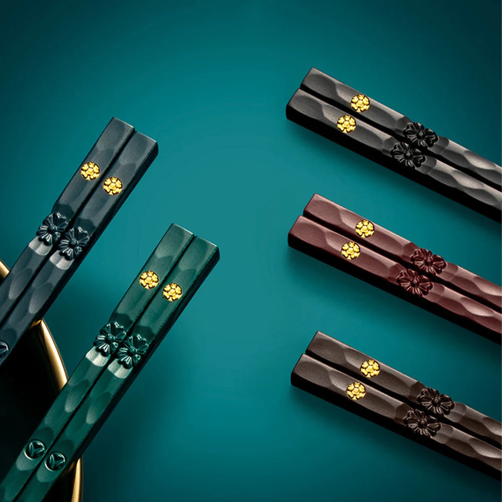 5 Pairs Non-slip Reusable Chopsticks Set Korean Food Sushi Sticks Chopsticks Alloy Chopsticks For Hotel Restaurant Kitchen