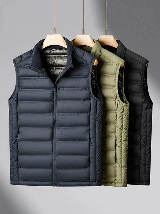 90%White Duck Down Winter Couple Vest Sleeveless Puffer Jacket Graphene Liner Stand Collar Warm Down Gilet Coats Big Size 8XL