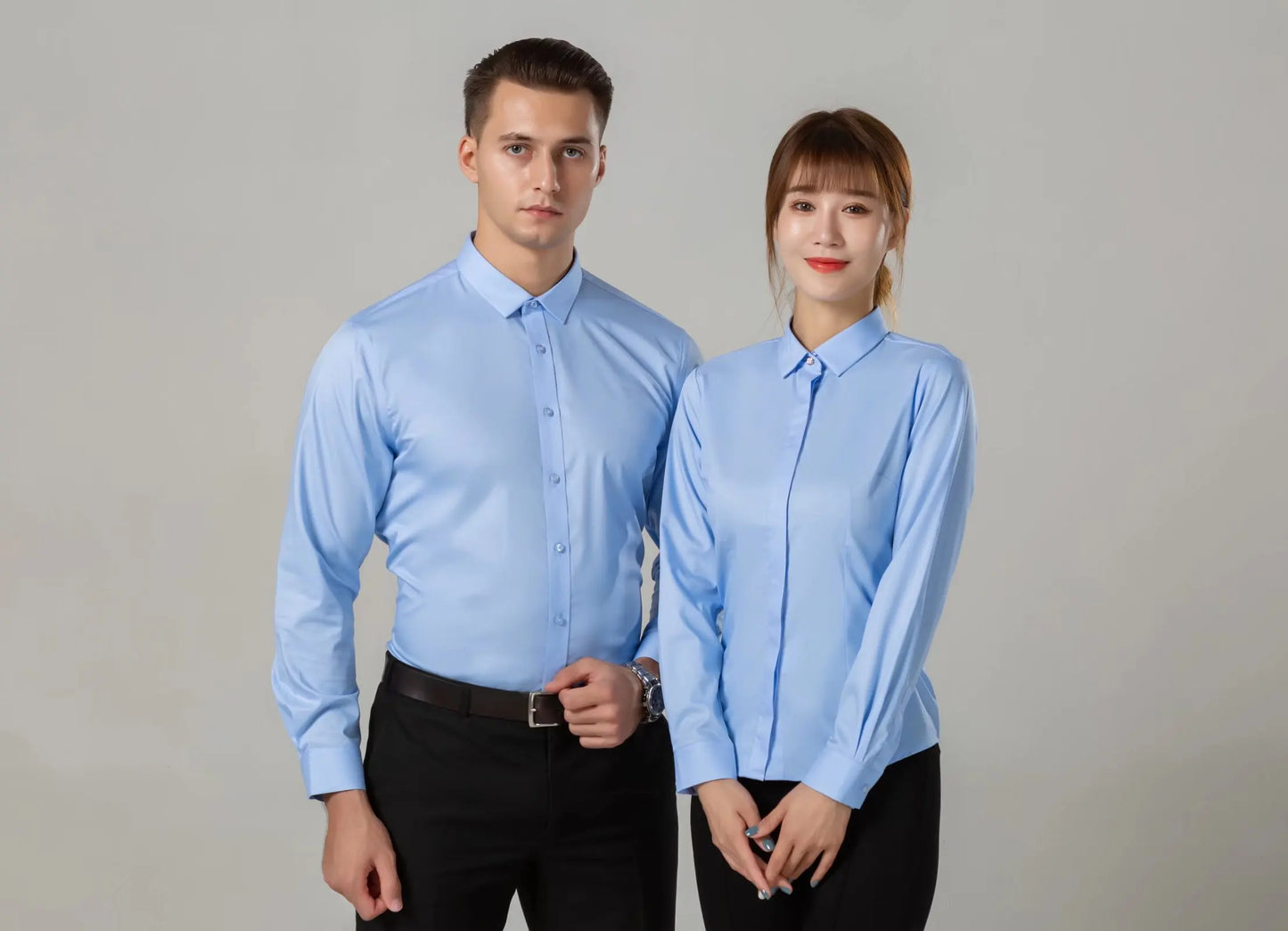 Professional Shirts Men Women Long-Sleeved Short-Sleeved White Gray Blue Workwear Shirt Suits 4S Shop Customized Embroidered log