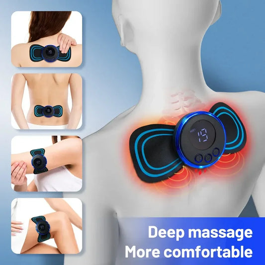 Smart EMS Neck Massager Mini Neck and Back Stimulator Massager Portable Gel Pad Sticker Thin