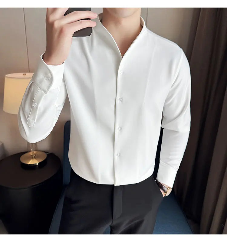 Shirts Men Dress Spring High Quality Shirts Slim Men's Business Formal Social Long Sleeve Men Casual Chemise Homme Tuxedo Shirts