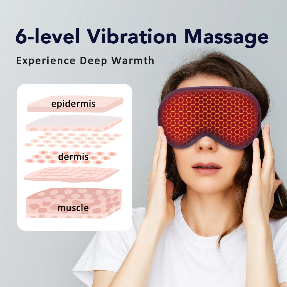 Hot Compress Massage Eye Mask Electric Heated Eye Massager for Relieve Eye Strain Dark Circles Sleeping Mask Eyeshades