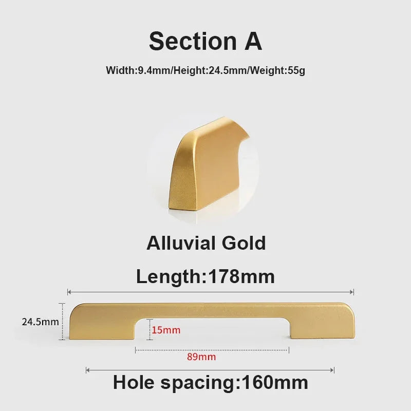 JUIDINTO 1pc Aluminium Cabinet Handle Pulls Black Handle 96-320mm Kitchen Drawer Handle for Furniture Wardrobe Closet